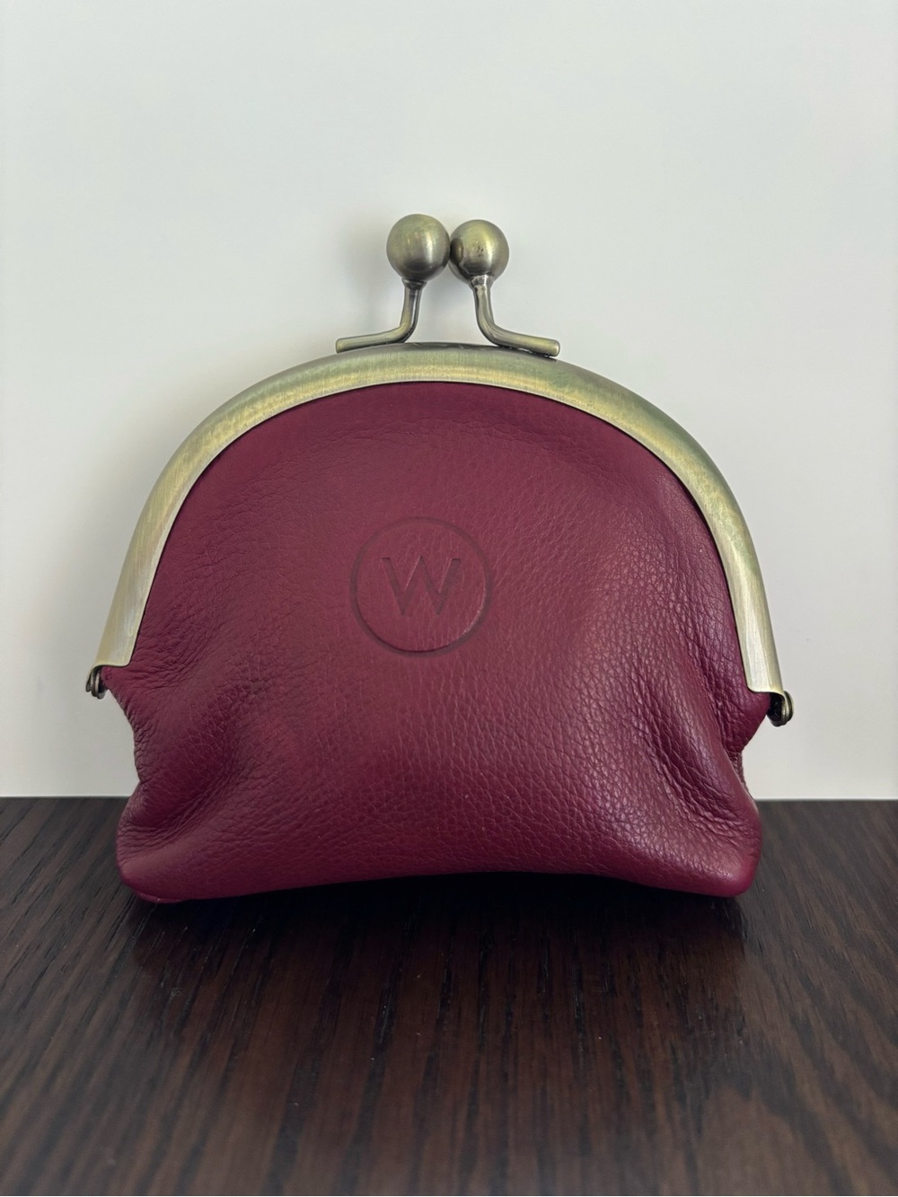 Burgundy Leather Kiss-Lock Coin Purse from Wanderers Travel Co